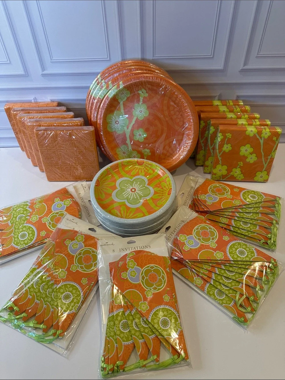 Hallmark Orange & Lime Cherry Blossom Party Set